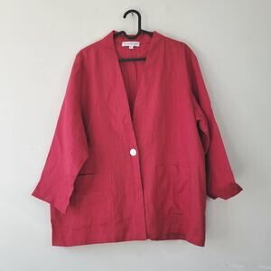 Christopher Calvin Women's Size L Bright Raspberry Shirt Jacket 100% Linen